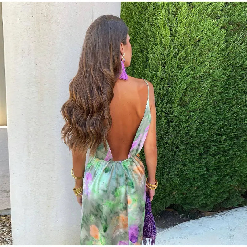Abigail | Sleek Floral Satin Maxi Dress