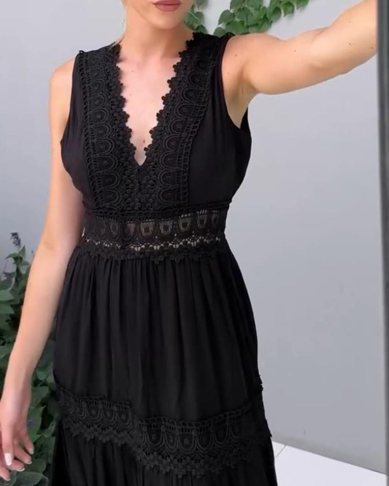 Stella | Romantic Lace Trim Midi Dress