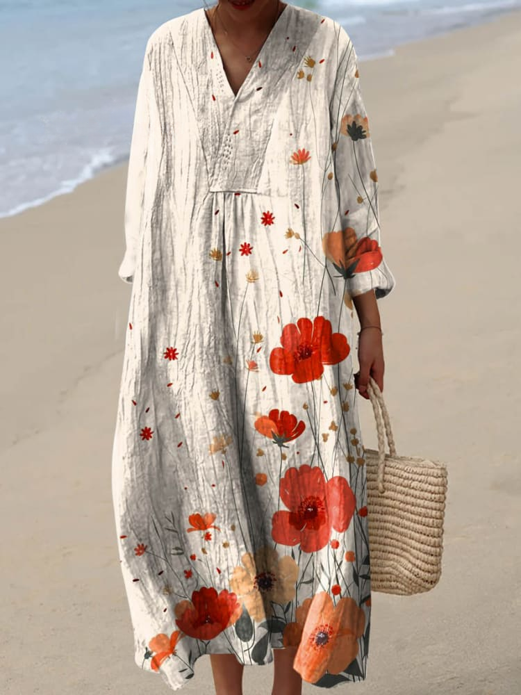 Claudia | Casual Relaxed Floral Midi Dress