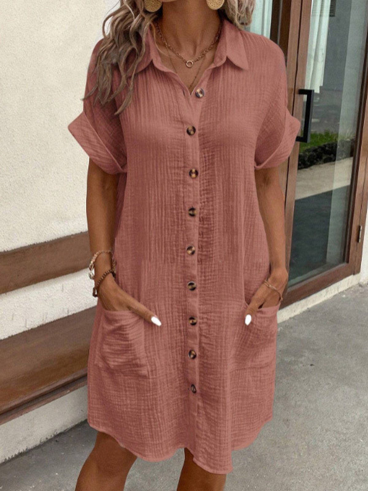 Caroline | Button-Up Casual Shirt Dress