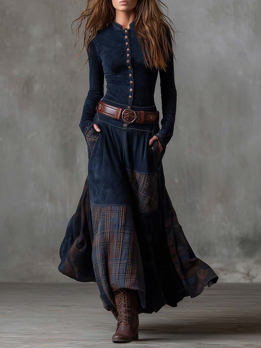 Azucena | Maxi Suede Dress with Belt
