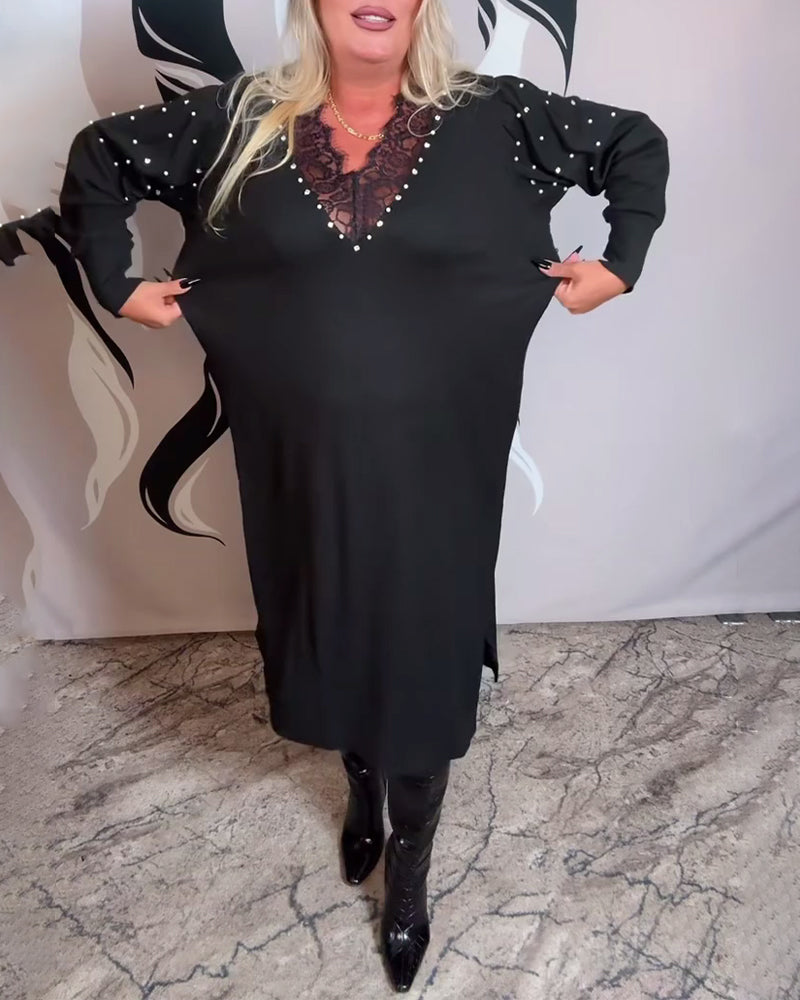 Fashionable V-Neck Lace Dress