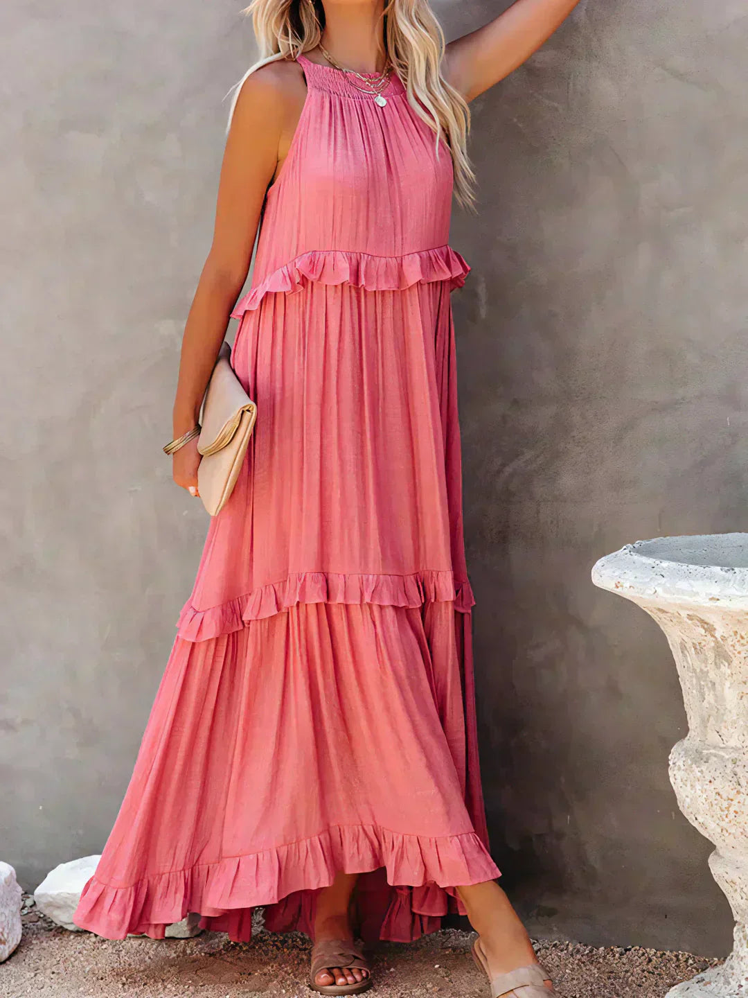 Landry - Chic Ruffle Trim Sleeveless Dress