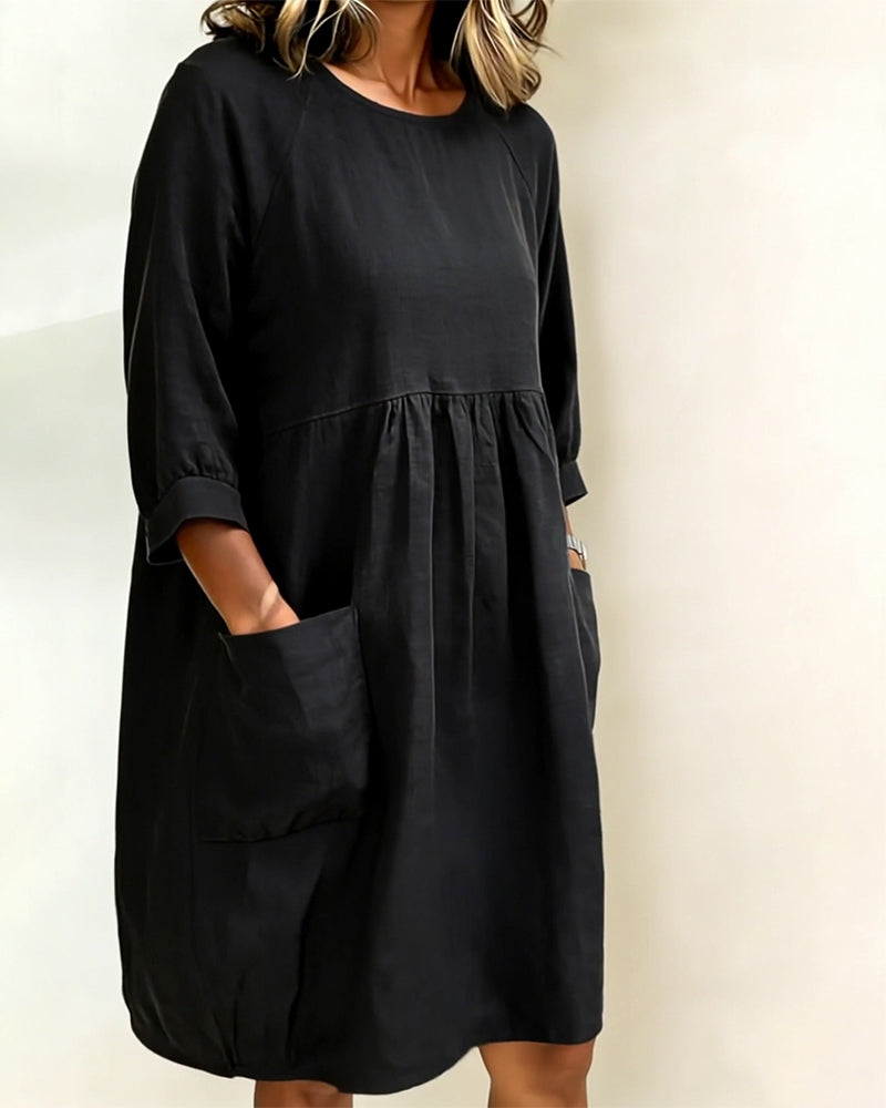 Dress Three Quarter Sleeve Loose