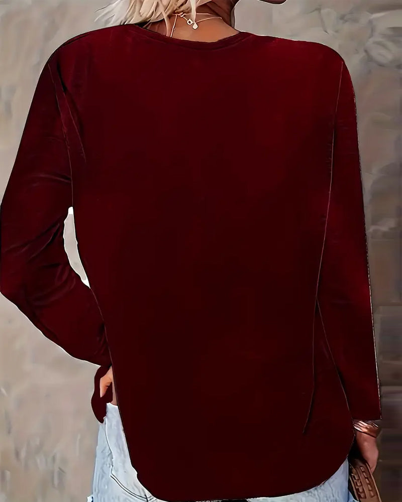 Long Sleeve Button-Front Top