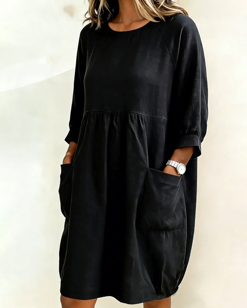 Dress Three Quarter Sleeve Loose