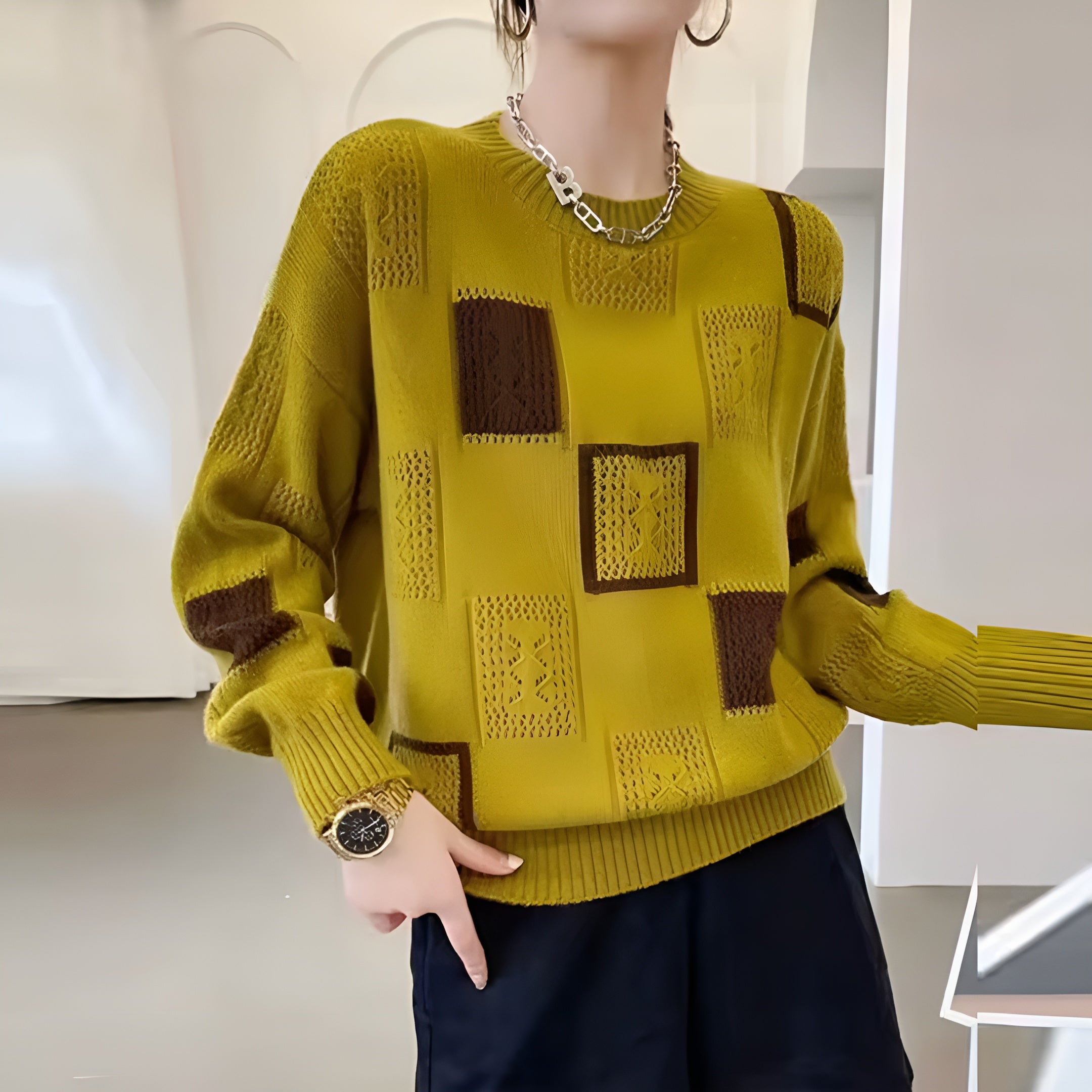 Britte™ | Women's Geometric Knitted Sweater