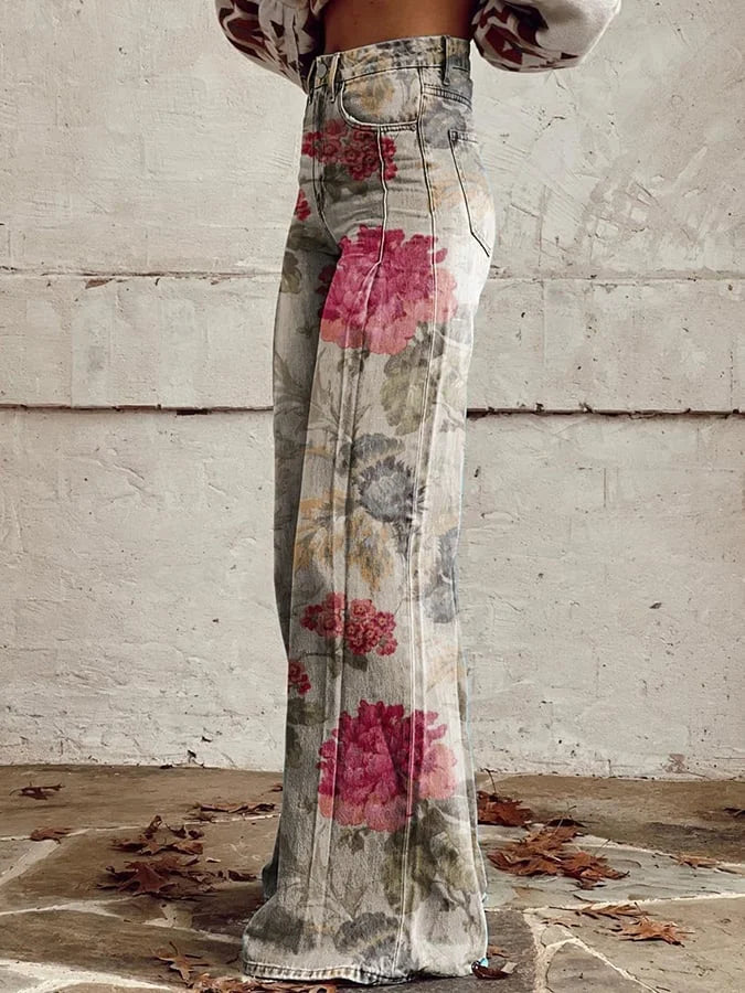 Abigail | Stylish Floral Wide-Leg Jeans