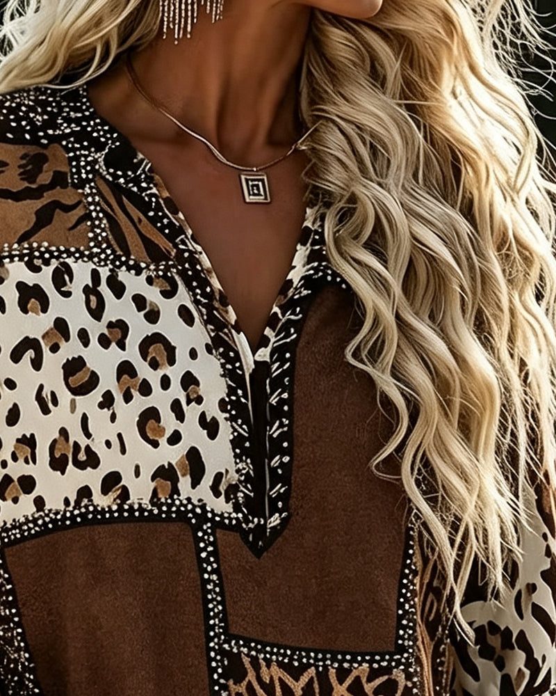 Leopard Blouse Color Block