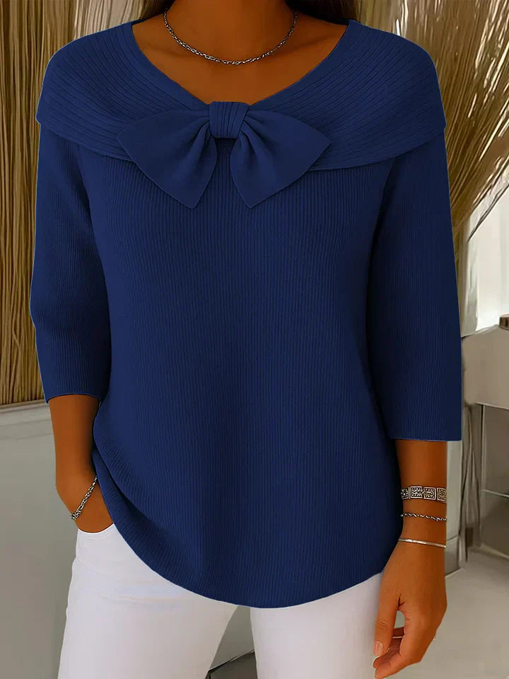 Ilona | Women's Wool Sweater with Bow