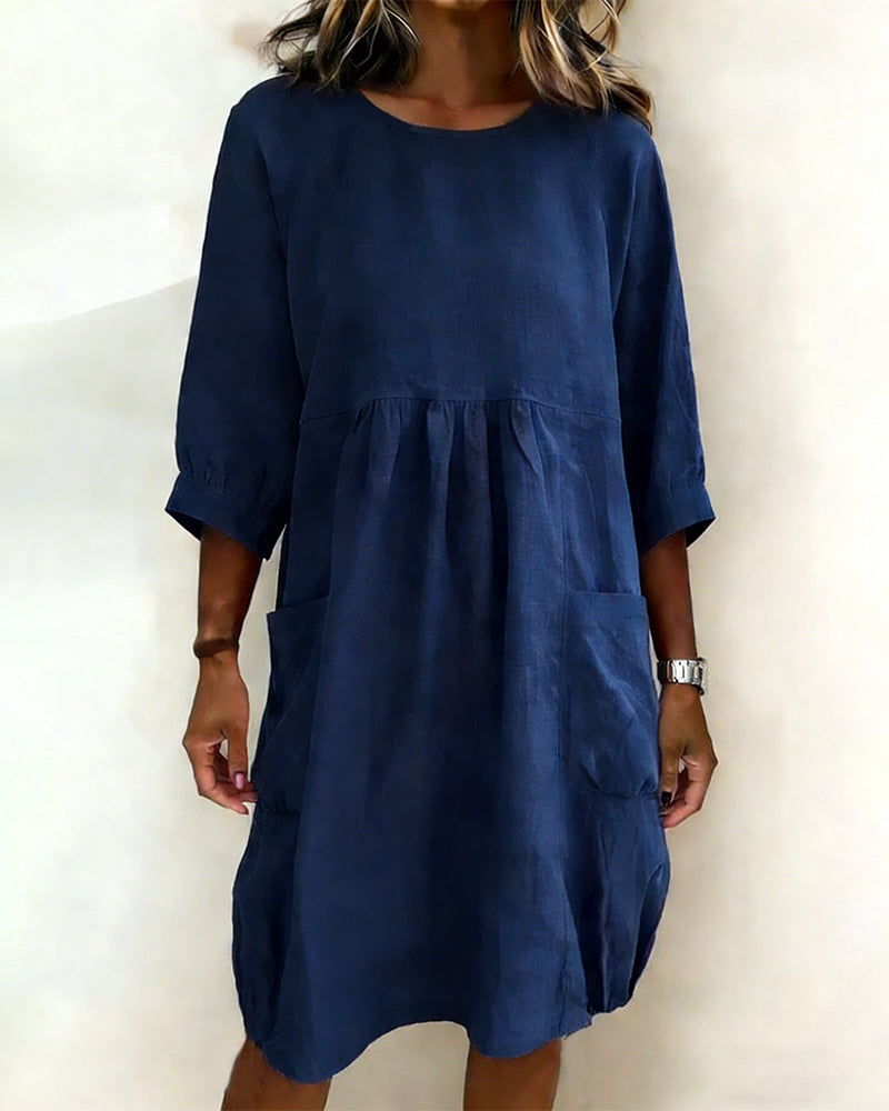 Dress Three Quarter Sleeve Loose