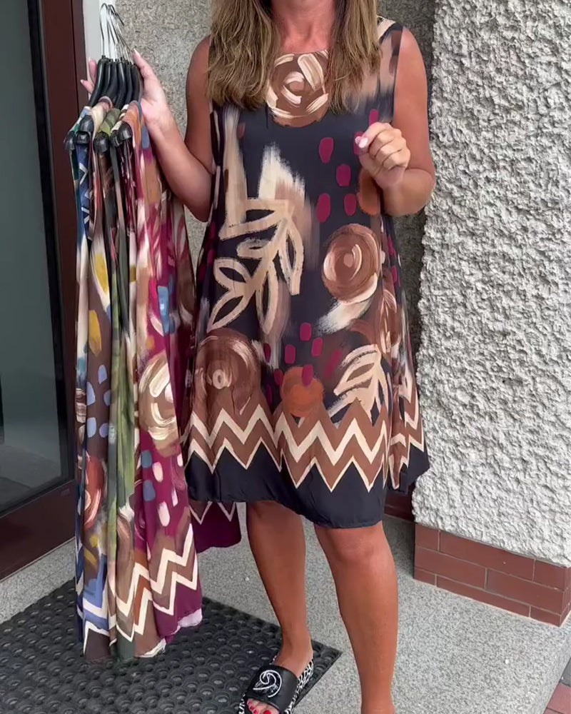 Dress Abstract Floral Sleeveless