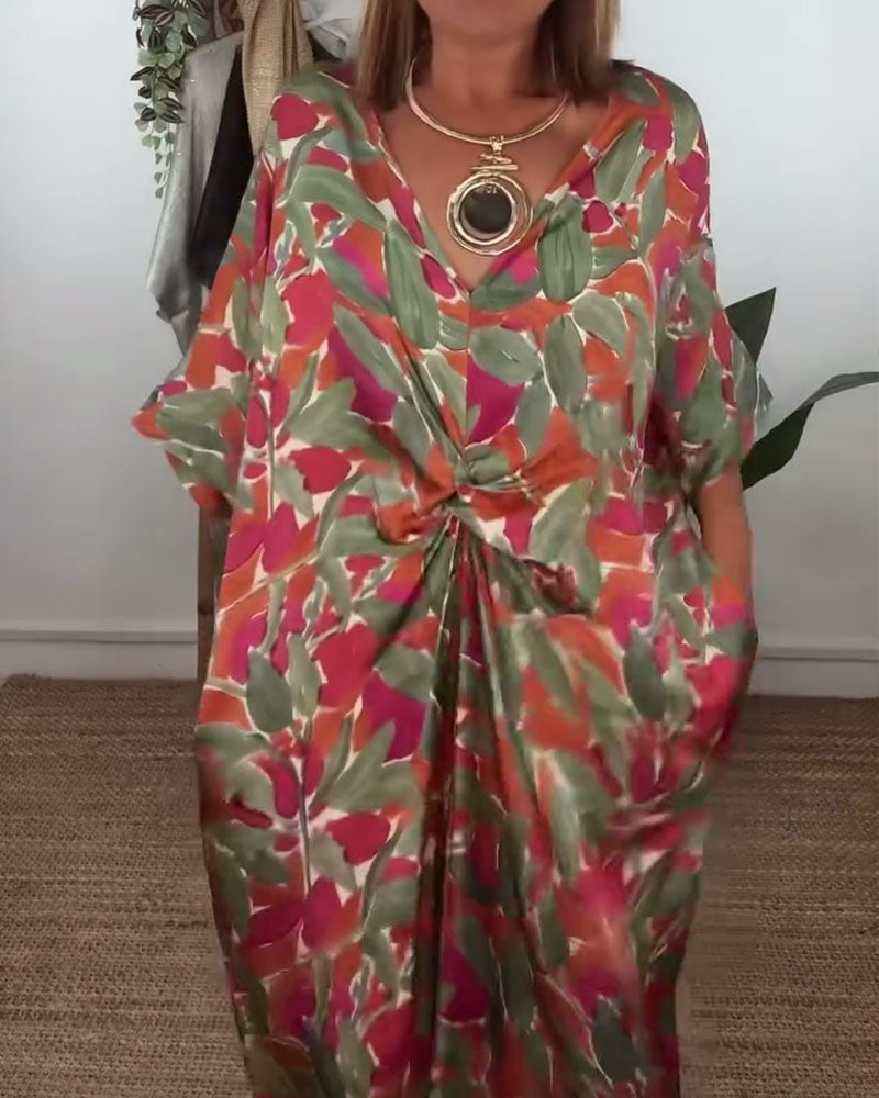 Dress with V-Neck and Twisted Pattern