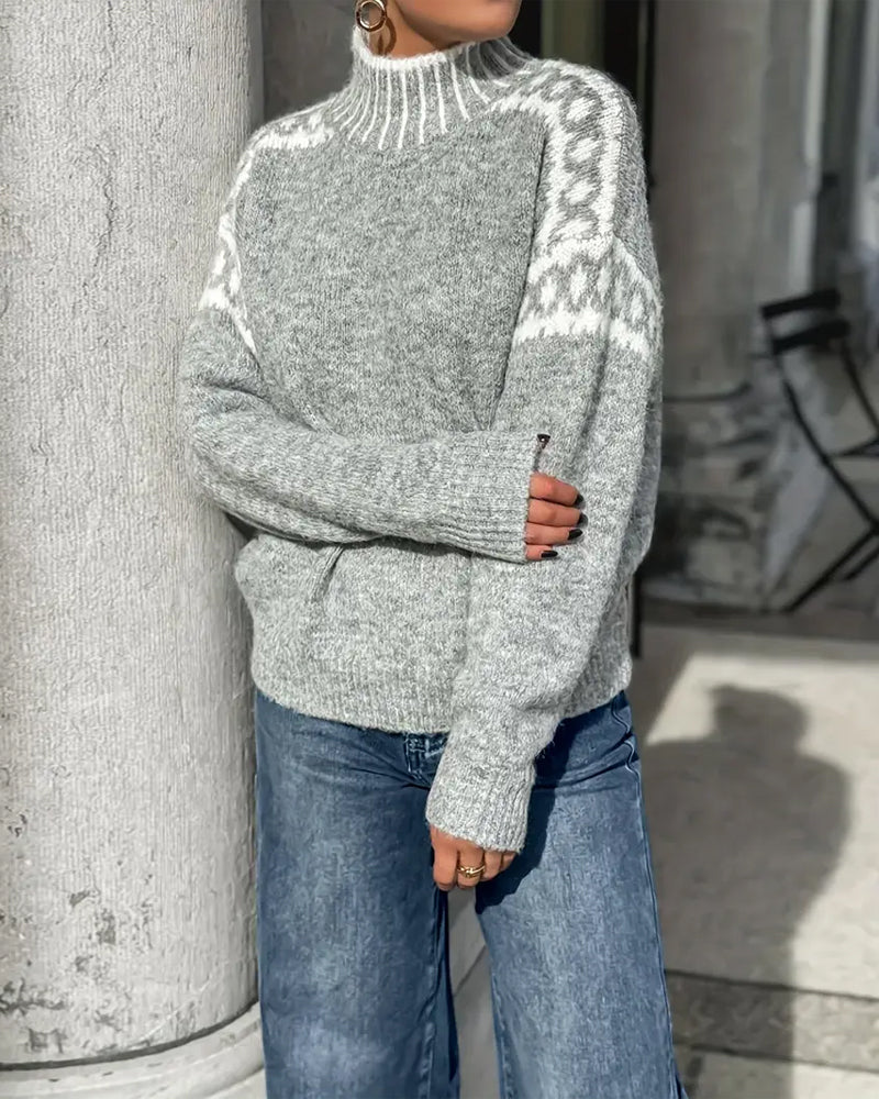 Contrast Printed Sweater