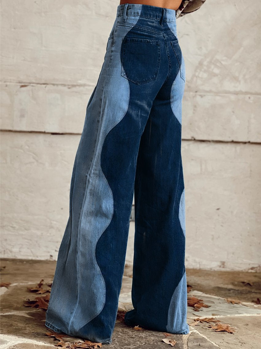 Kimberly | Curved Panel Wide-Leg Jeans