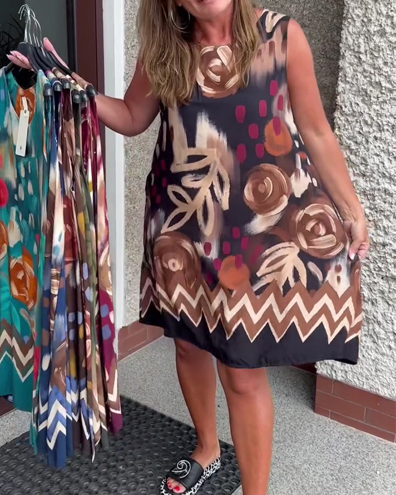 Dress Abstract Floral Sleeveless