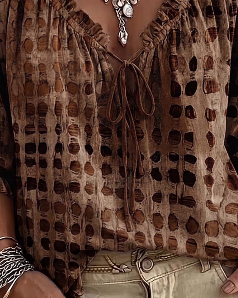 Blouse Polka Dot Pattern with Lacing