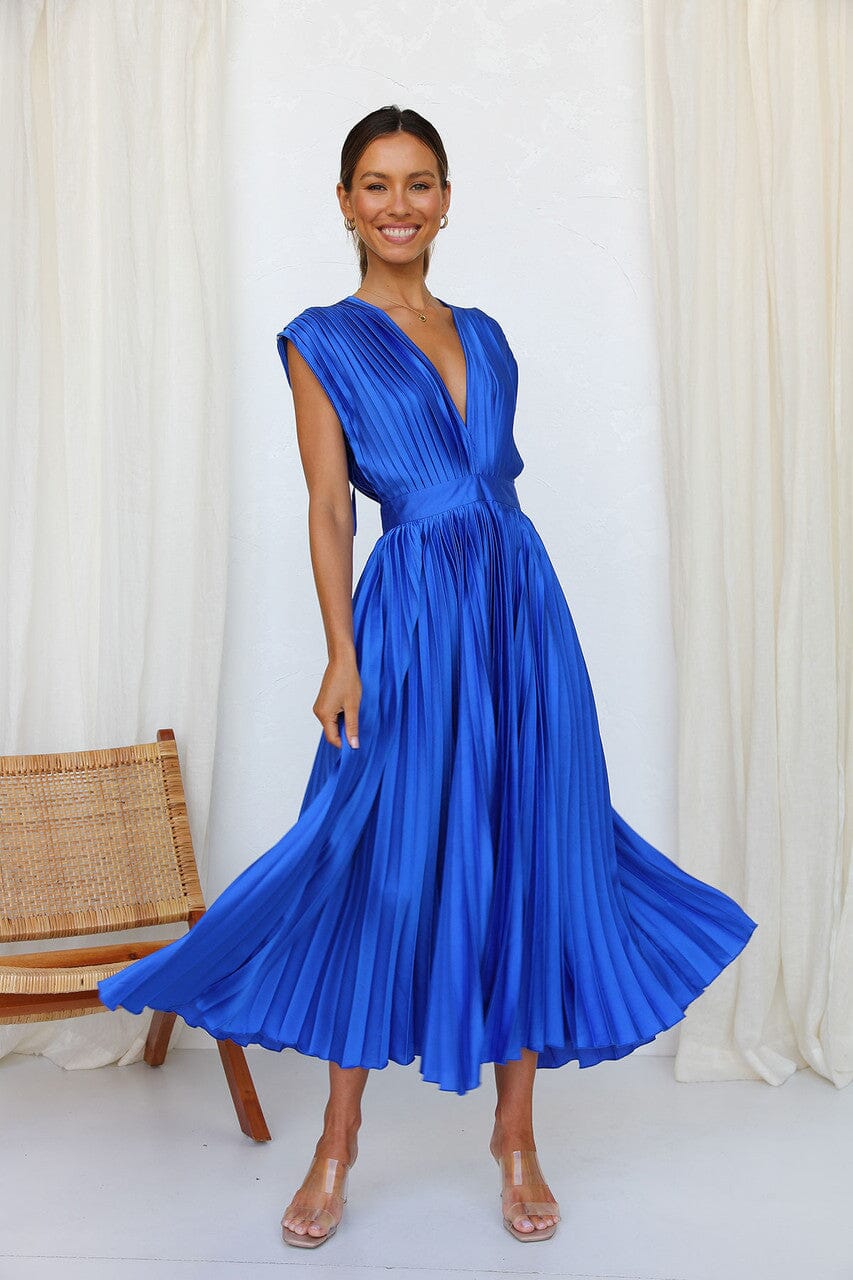Grace | Stylish Pleated V-neck Dress