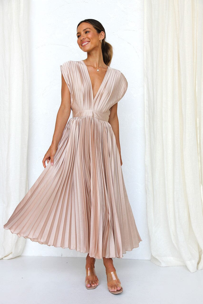Grace | Stylish Pleated V-neck Dress