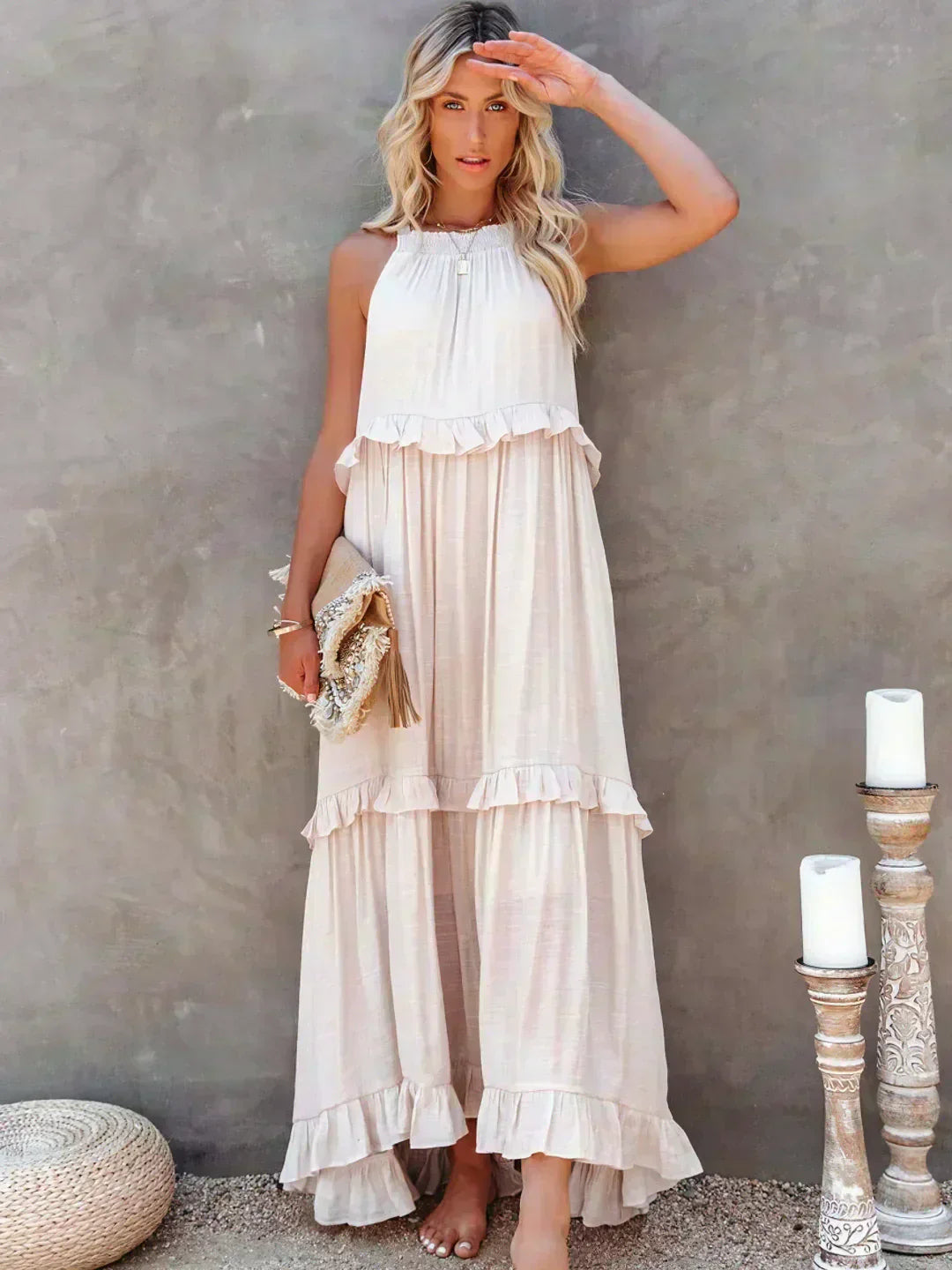 Landry - Chic Ruffle Trim Sleeveless Dress