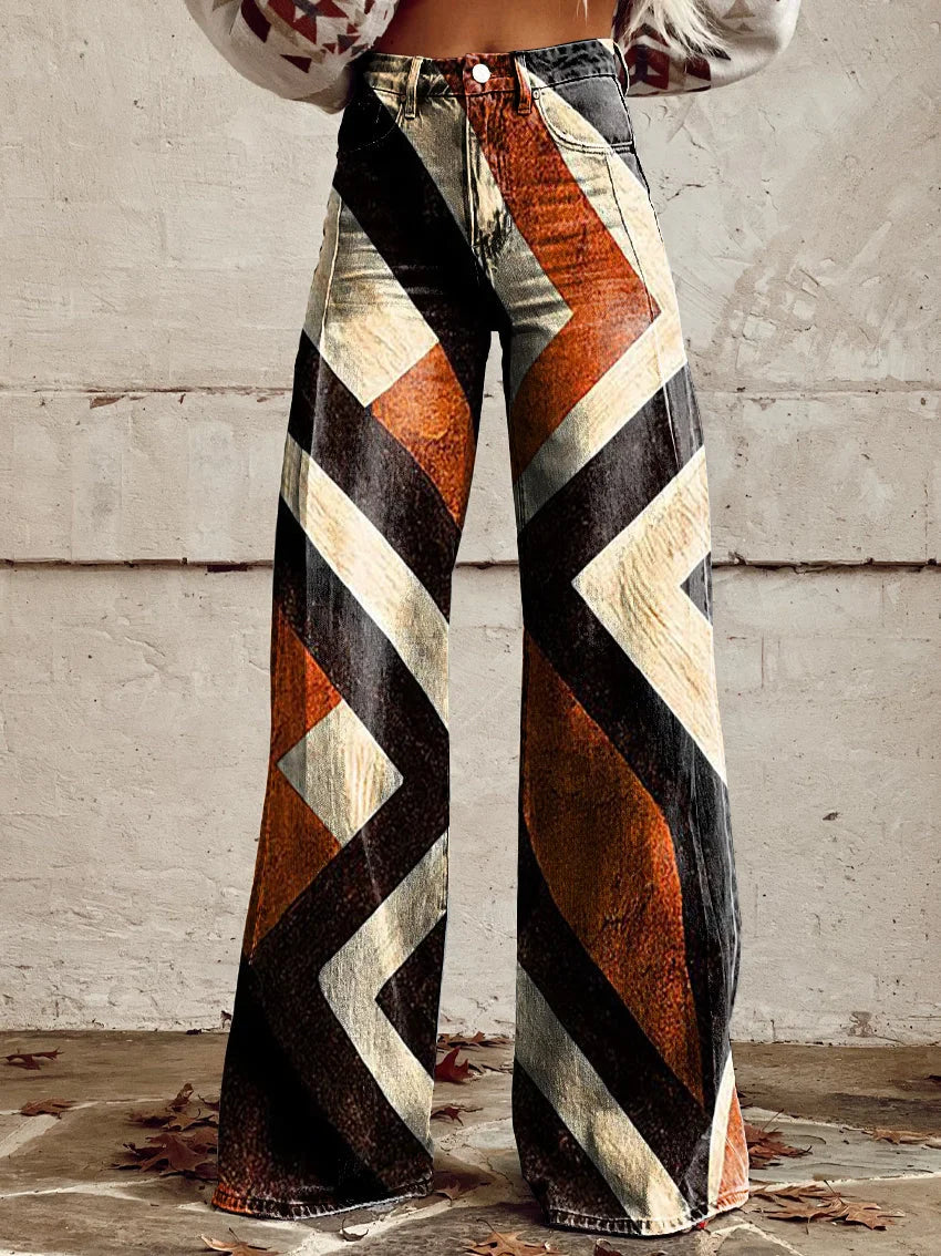 Gabriella | Geometric Pattern Wide-Leg Pants