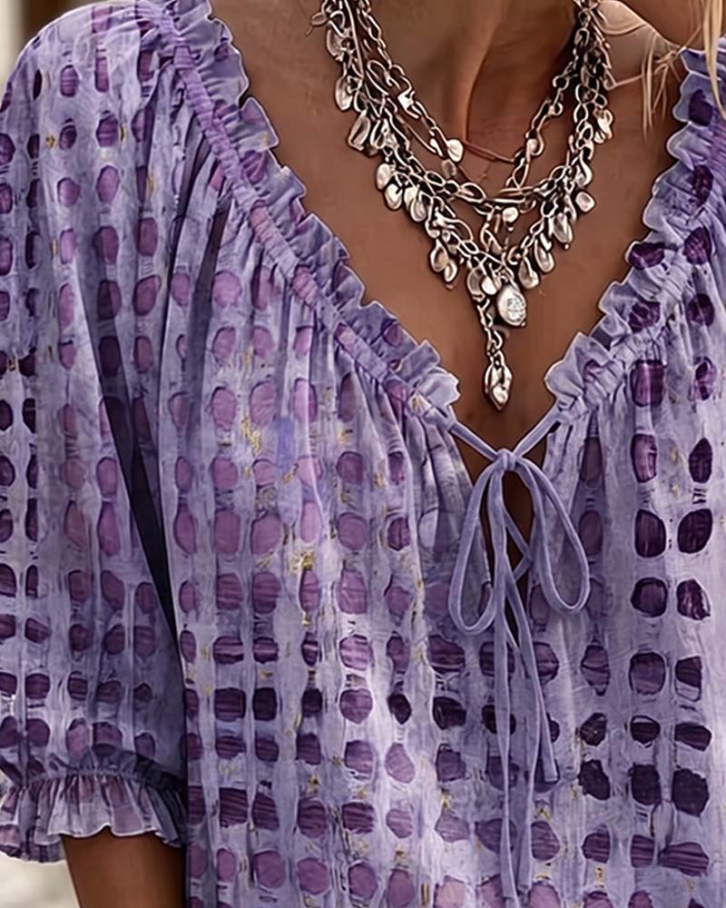 Blouse Polka Dot Pattern with Lacing