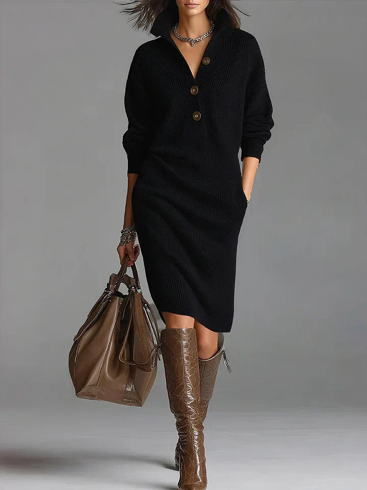 Lorena | Knitted Dress with Collar and Buttons