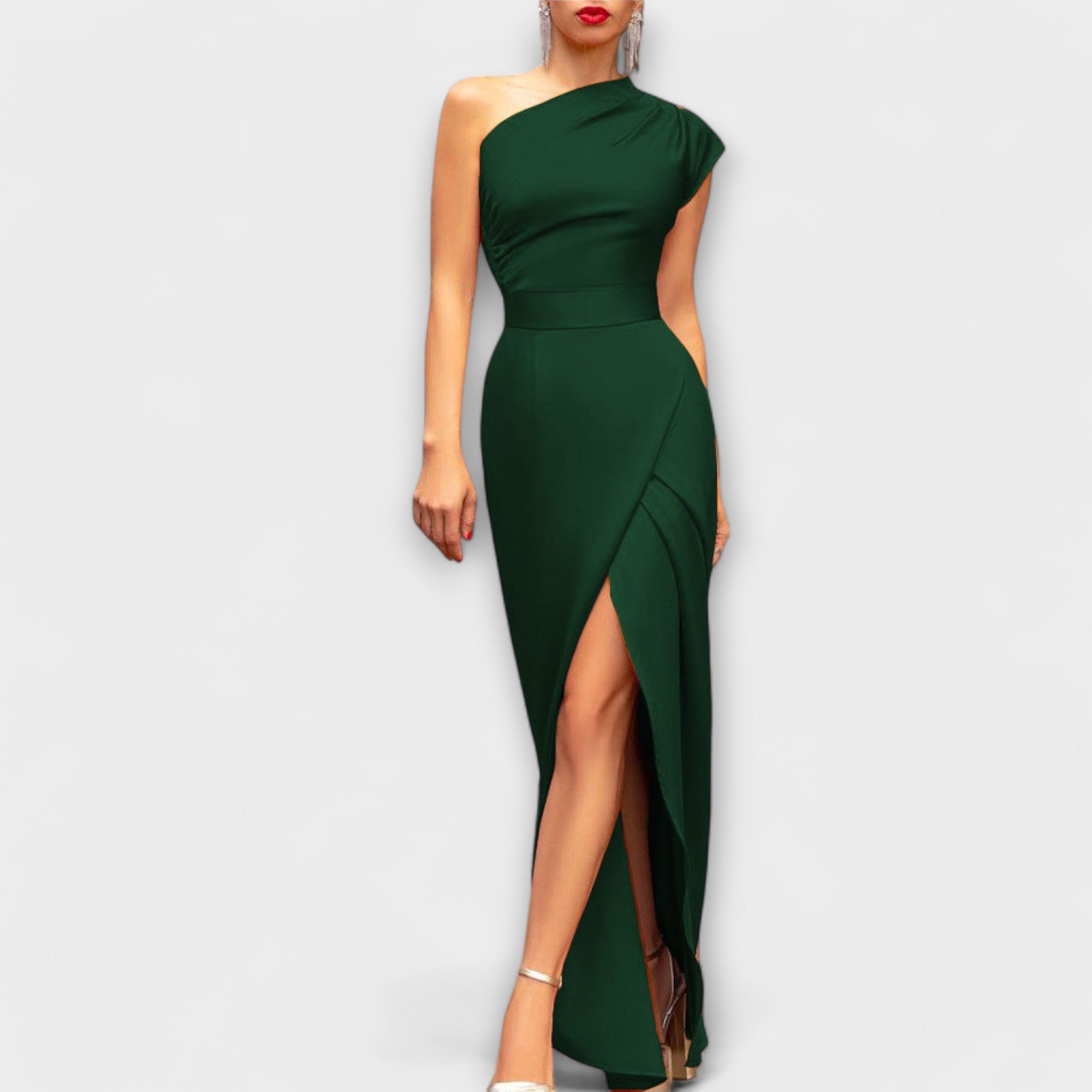 Brandy | One Shoulder Satin Slit Gown