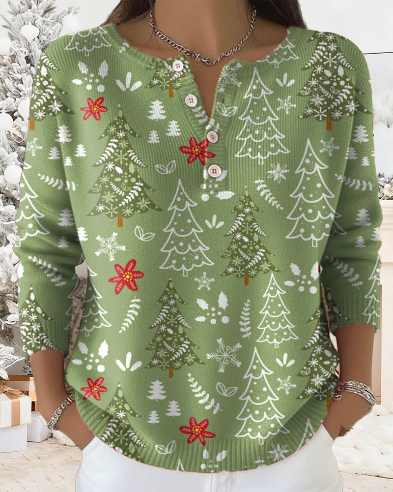 Sweater with Christmas Tree Pattern