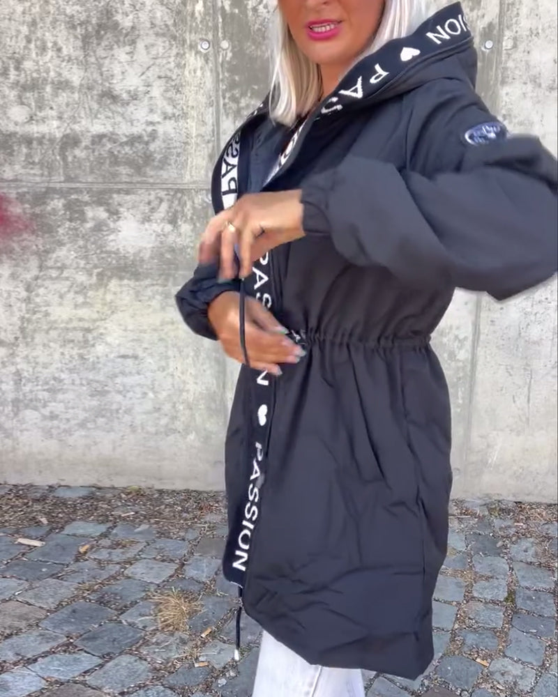 Black hoodie with "Passionš¤" print