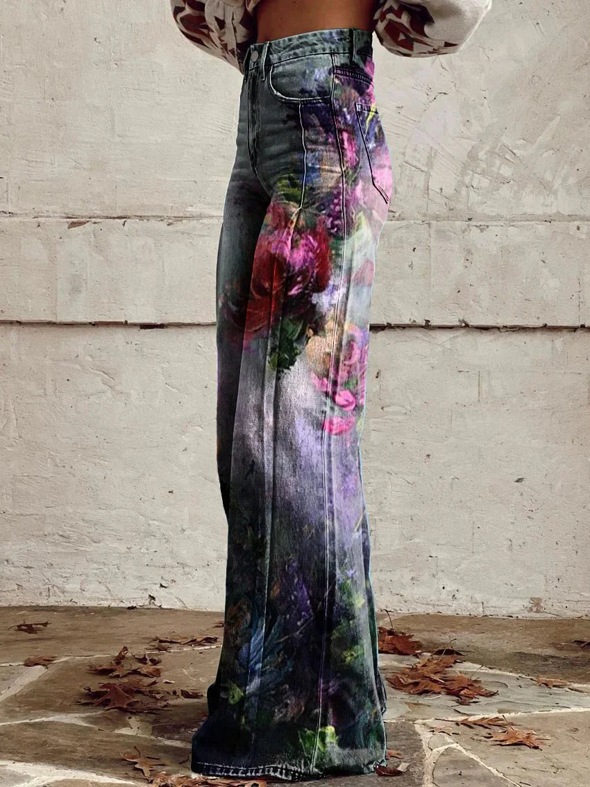 Hope | Artistic Floral Wide-Leg Pants