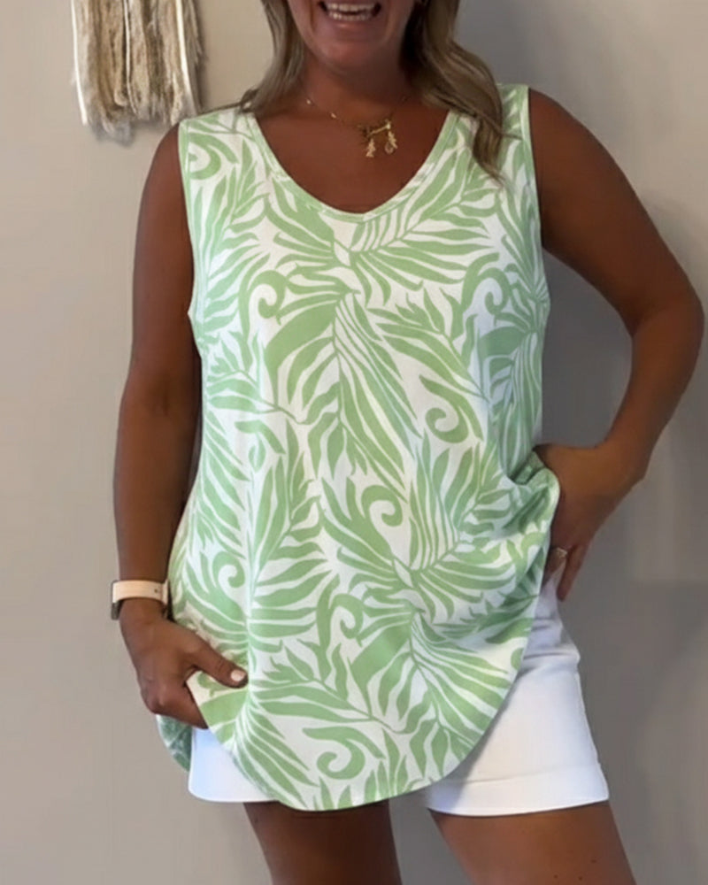 Loose Fit Printed Tank Tops