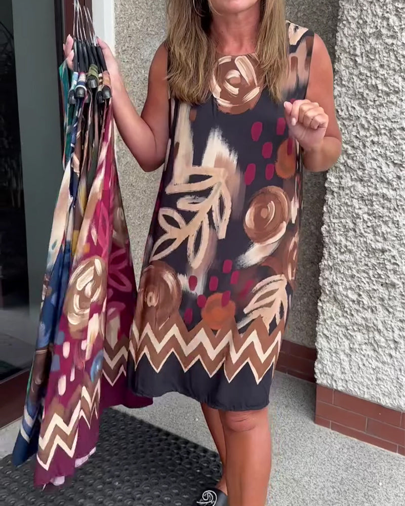 Dress Abstract Floral Sleeveless