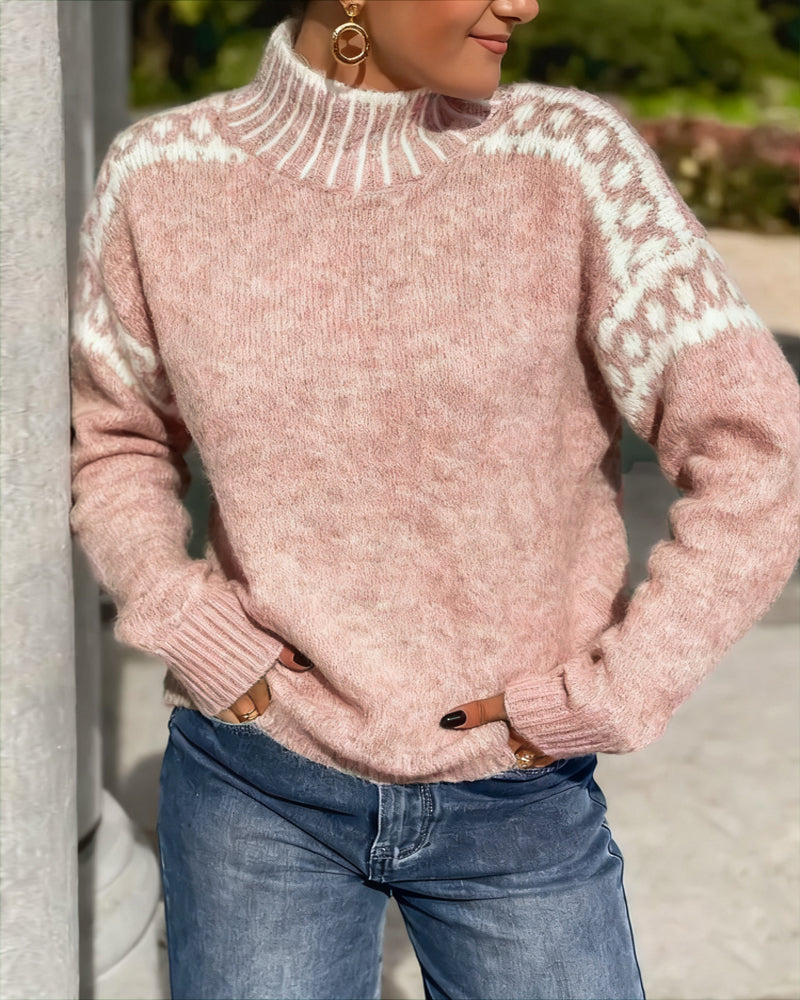 Contrast Printed Sweater