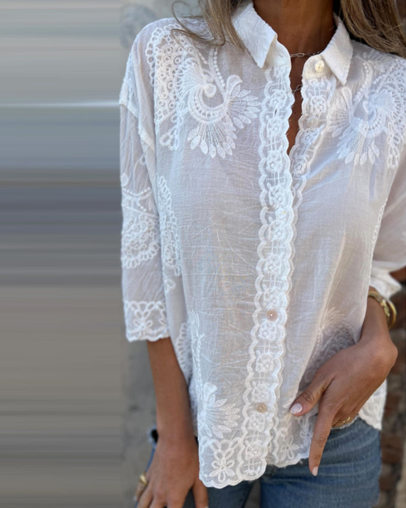 Solid Shirt with Buttoned Down Collar