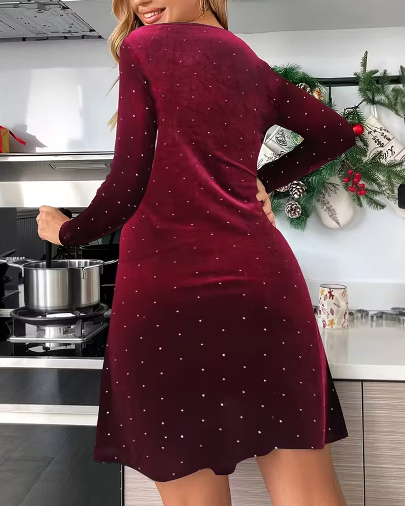 Elegant Polka Dot V-Neck Dress