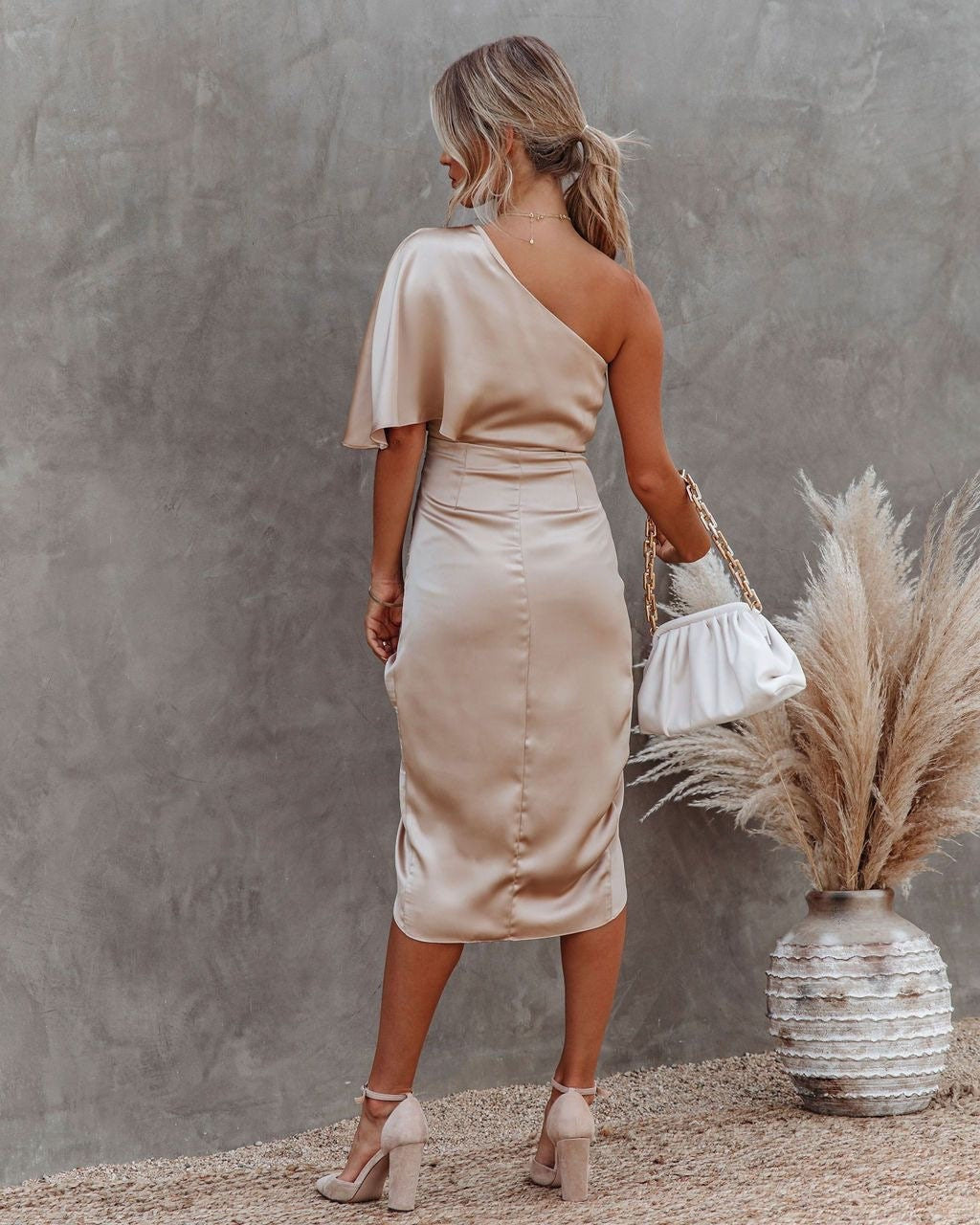 Alicia | Draped One-Shoulder Midi Dress
