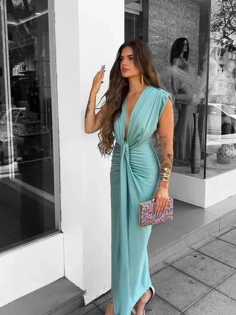 Jessica | Satin Wrap Dress with Slit