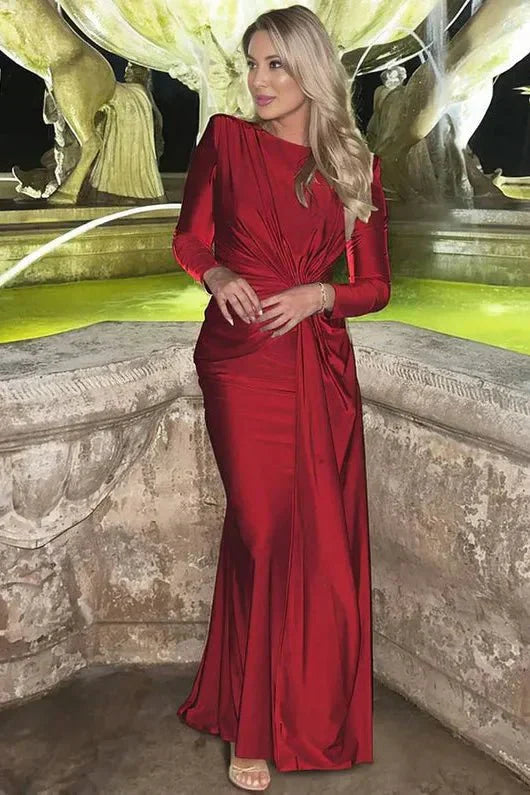 Hailey | Satin Draped Evening Gown
