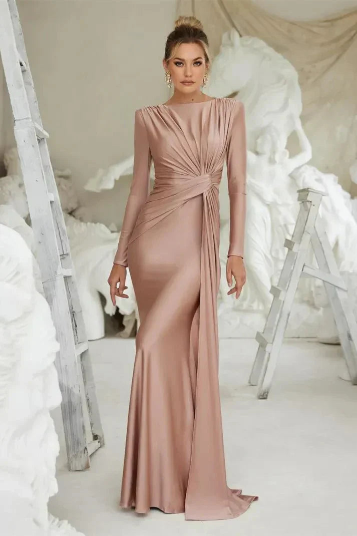 Hailey | Satin Draped Evening Gown