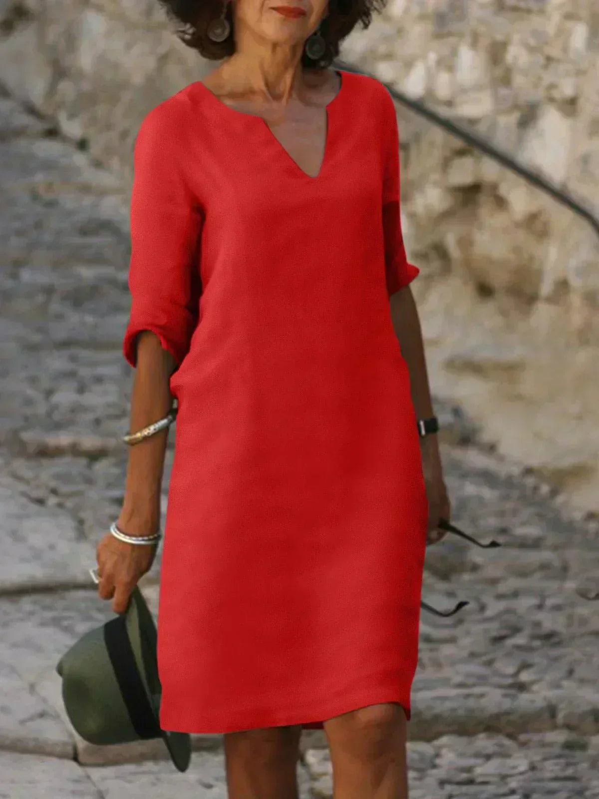 Sophia | Casual V-Neck Midi Dress