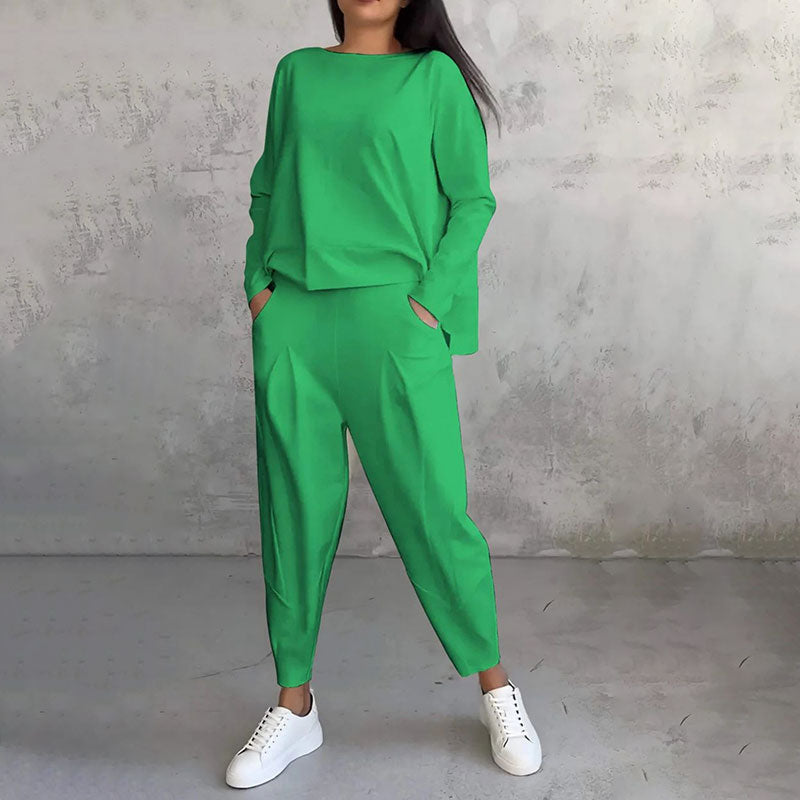 Mode, Leisure Long Sleeve Round Neck & Pants 2-Piece Set