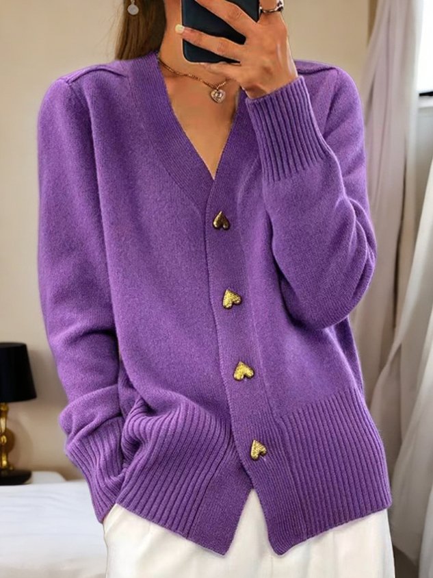 Estelle Women's casual winter flat wool yarn wool yarn button Cardigan