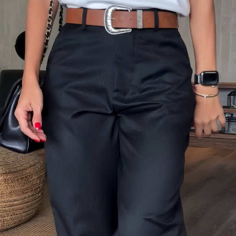 Casual Straight Blazer Pants with High Waist for Women
