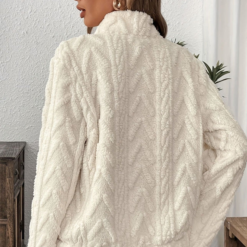 Fluffy Sweatshirt with Half Zipper | Cloud Soft + Spacious Pockets Comfortable for Everyday Lounge