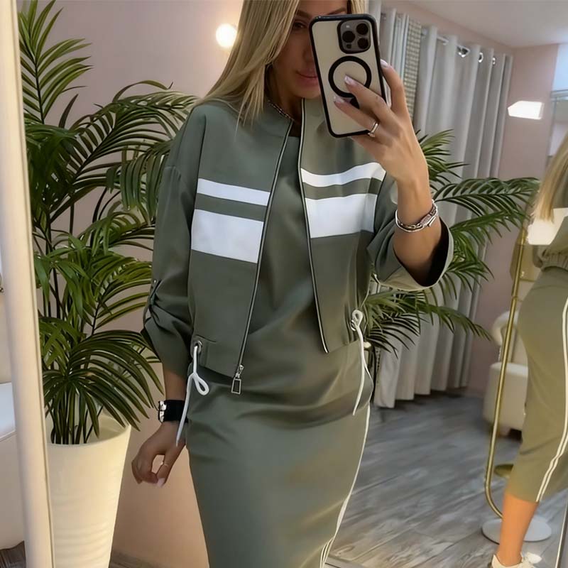 ❄️LAST DAY PROMOTION 70%OFF 💖 Women's Stand Collar Jacket & Dress Set
