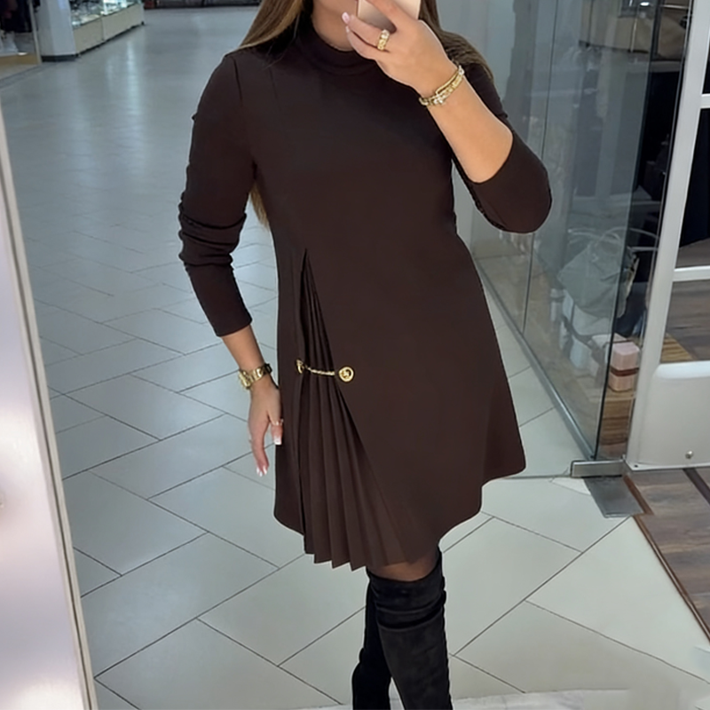 💝New Year Sale 70% OFF💝Elegant Long Sleeve Pleated Panel Dress