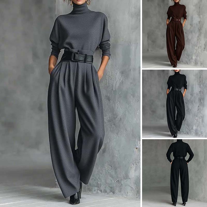 ⏳Limited-time 70% off⏰Women’s Elegant Turtleneck Top & High-Waist Pants Set (Get a Free Belt)👚👖