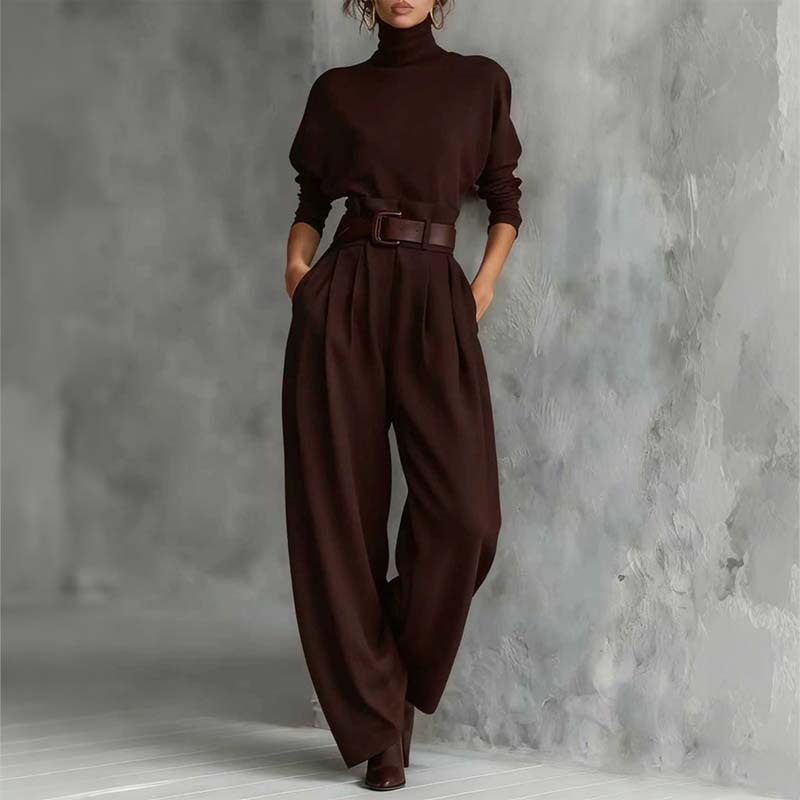 ⏳Limited-time 70% off⏰Women’s Elegant Turtleneck Top & High-Waist Pants Set (Get a Free Belt)👚👖