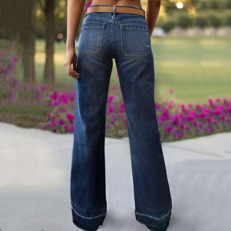 Retro Flared Jeans for Women with Pockets
